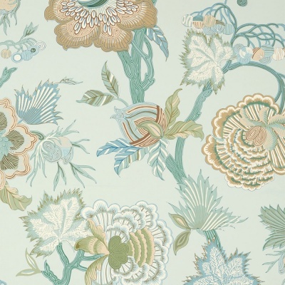Thibaut Indienne Jacobean Wallpaper in Seaglass & Gold